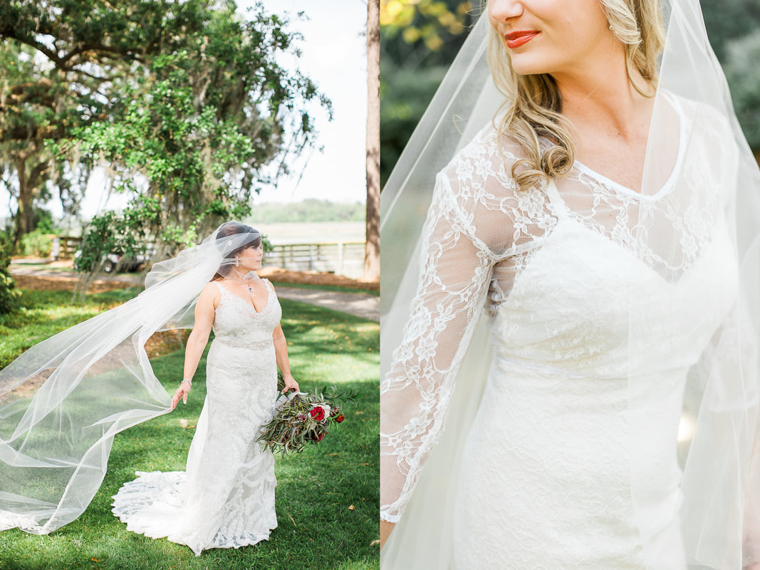 bridal photos at oldfield club in beaufort, sc