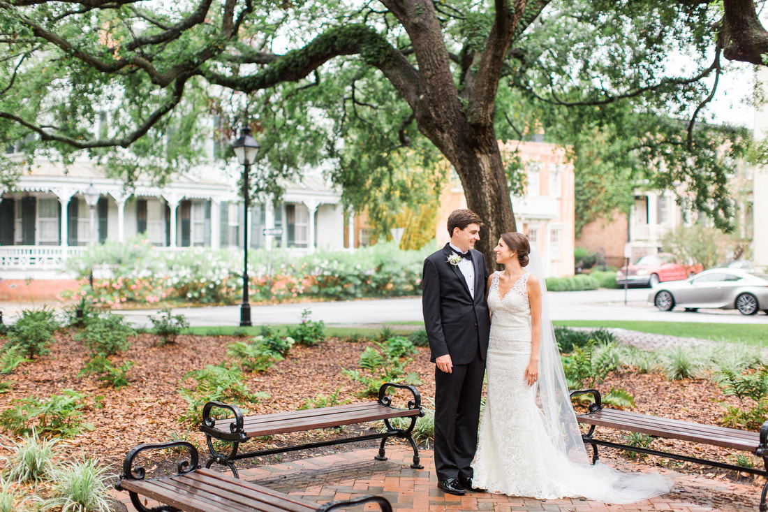 Bride and Groom in Savannah, GA